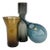 Scandinavian Blue Amber & Smoke Glass - Set of 3 For Sale