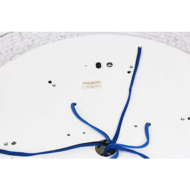 Large German Round Ice Glass Flushmount from Kaiser, 1970s For Sale - Image 4 of 5