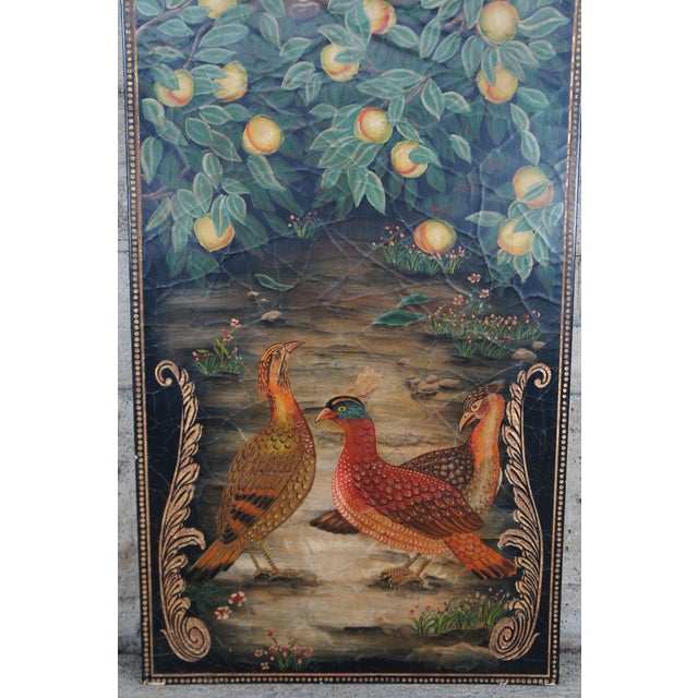 Late 20th Century Maitland Smith Hand Painted Monkey Landscape Crackled Coromandel Wall Panel - Set of 2 For Sale - Image 6 of 16