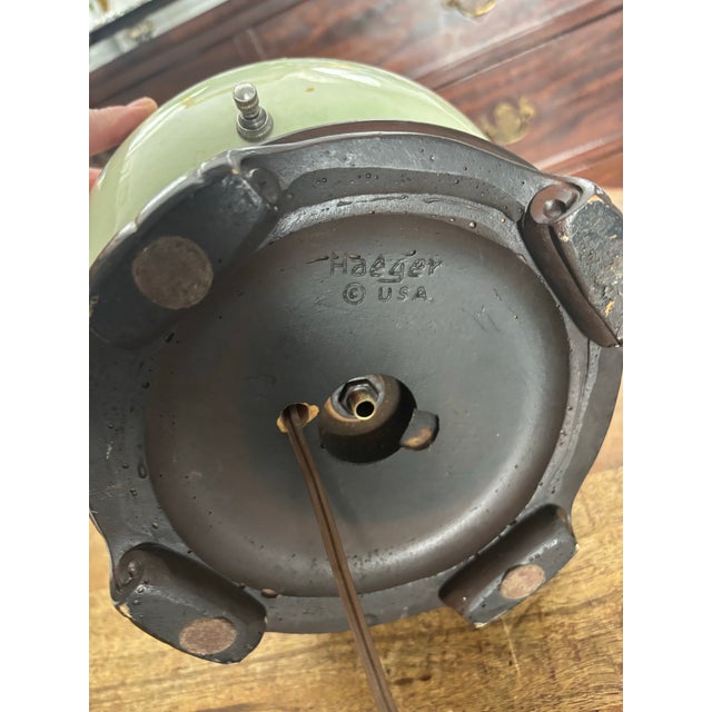 Haeger Mid 20th Century Large Scale Soft Green Ginger Jar Lamps by Haegar, a Pair For Sale - Image 4 of 8