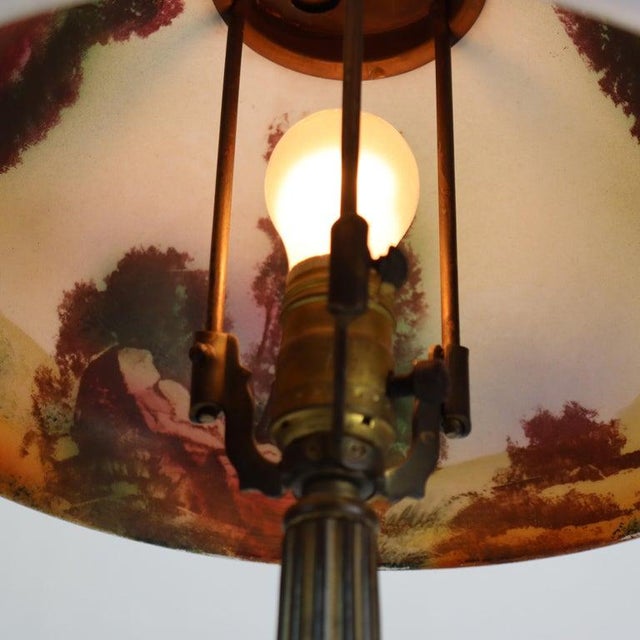 Arts & Crafts Pittsburg School Reverse Painted Landscape Table Lamp C1920 For Sale - Image 10 of 14