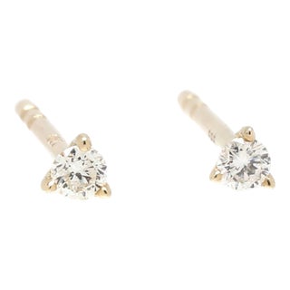 Dainty .06ctw Diamond Stud Earrings, 14k Yellow Gold, Width 2.5 Mm For Sale