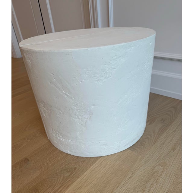 White Vintage Sculptural White Plaster Demilune Side Tables, Pair For Sale - Image 8 of 9