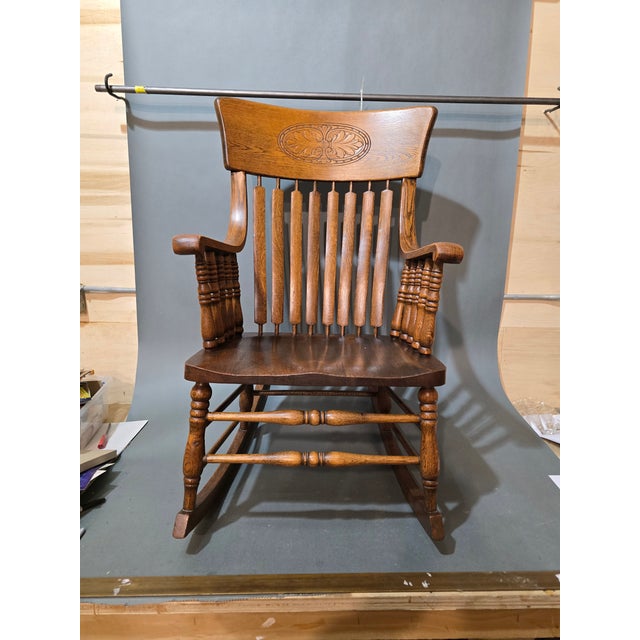 Wood Early Pressed Back Rocker For Sale - Image 7 of 11