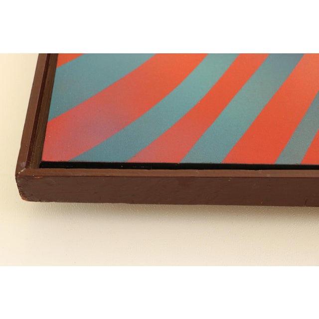 Burnt Orange Op Art "Fire and Ice" Painting by J. Brown For Sale - Image 8 of 9