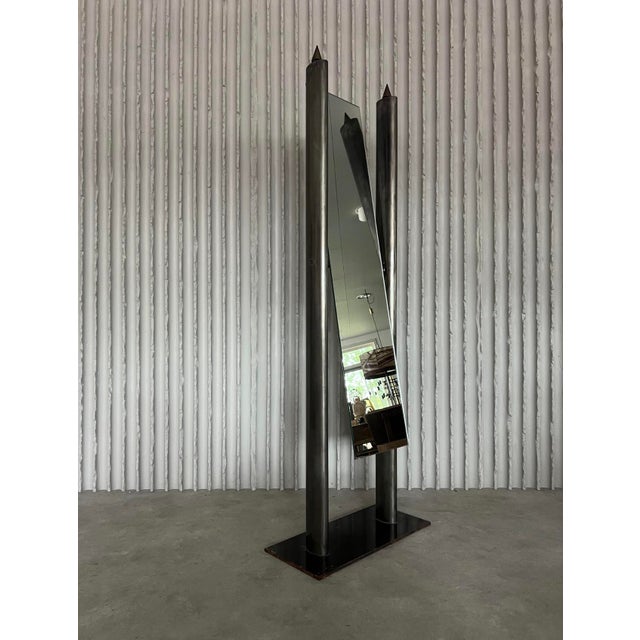 Full-Length Steel Mirror, Italy, 1980s For Sale - Image 11 of 12