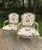 French Pair of Custom Botanical Floral Crewel Work Painted Fauteuil Accent Chairs in Sage Green, Ochre and Teal For Sale - Image 3 of 18
