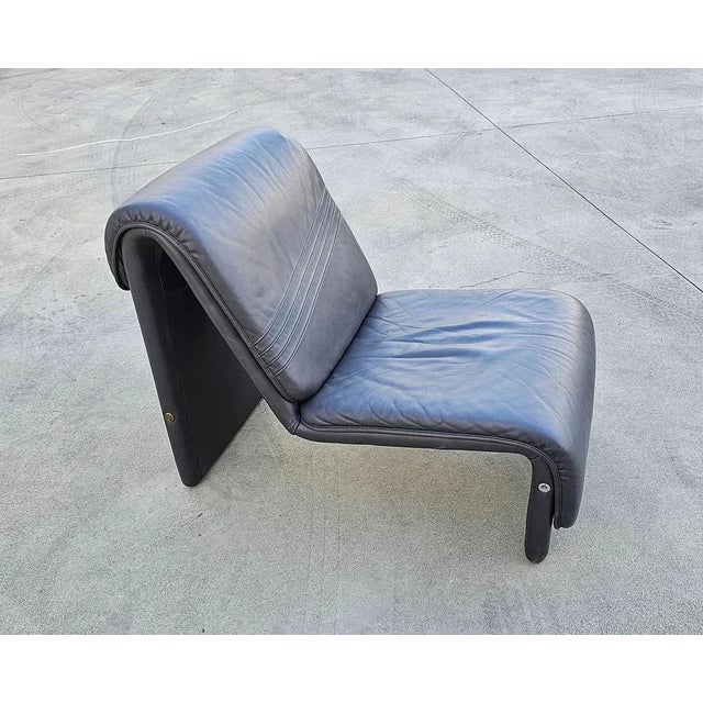 Postmodern Leather Lounge Chair in style of Etienne Fermigier, Switzerland, 1978 For Sale - Image 9 of 12