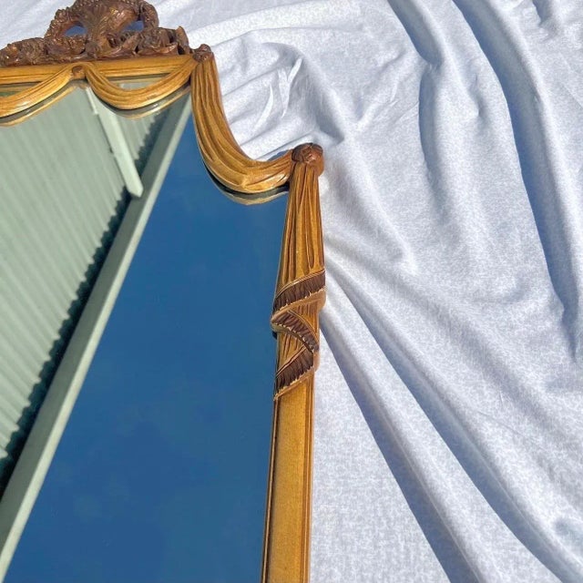 1930’s Italian Carved Wood Draped Mirror. For Sale - Image 11 of 12
