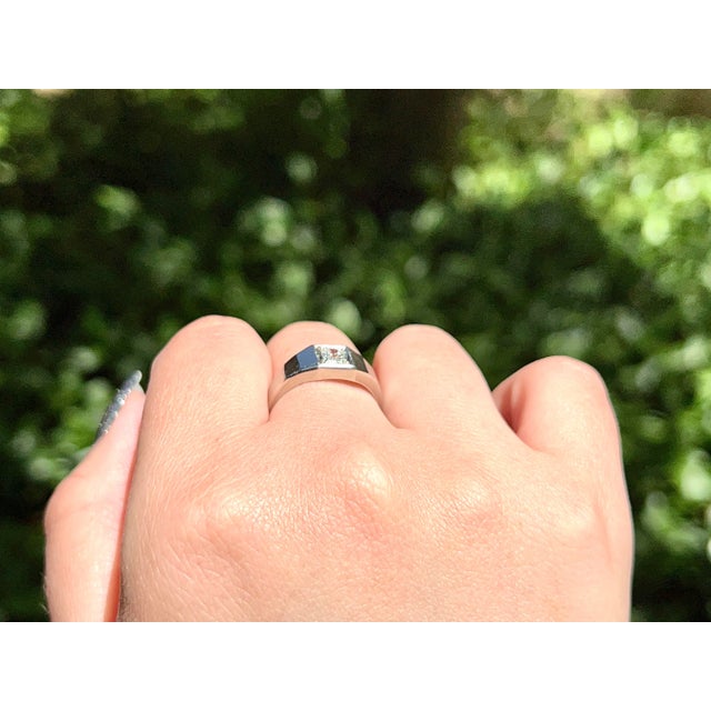 Silver Art Deco 14k White Gold Old European Cut Diamond Ring, Size 7.75 For Sale - Image 8 of 8