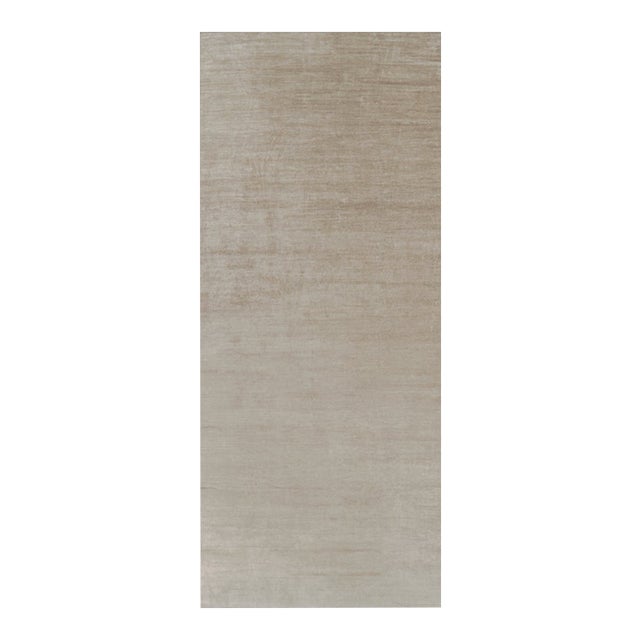 Rug & Kilim’s Oversized Modern Textural Rug in Beige-Brown Stripes and Striae - 10x24 For Sale