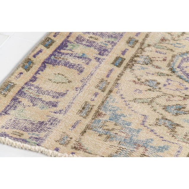 Turkish 1960s Lavender Medallion Distressed Carpet For Sale - Image 3 of 10