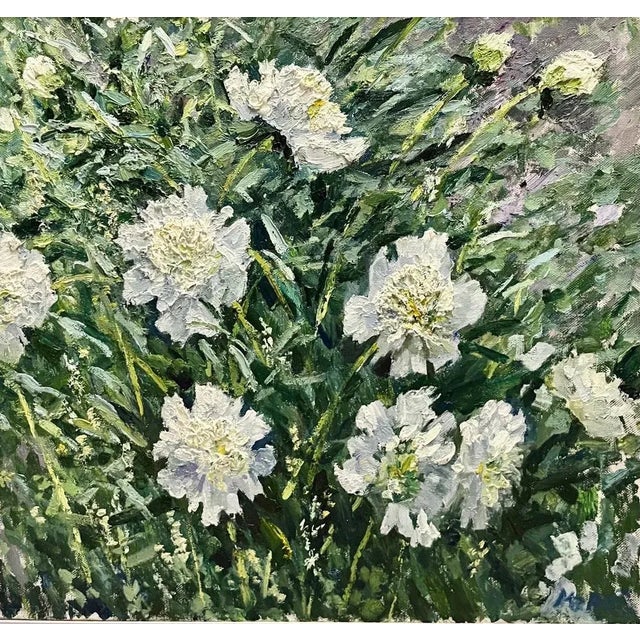 Georgij Moroz, White Peonies in the Garden, Oil, 2006 For Sale - Image 7 of 7