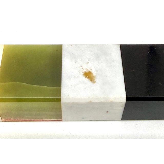 Antique Neoclassical Marble Ruler with Brass Caps, Late 19th Century For Sale - Image 4 of 18