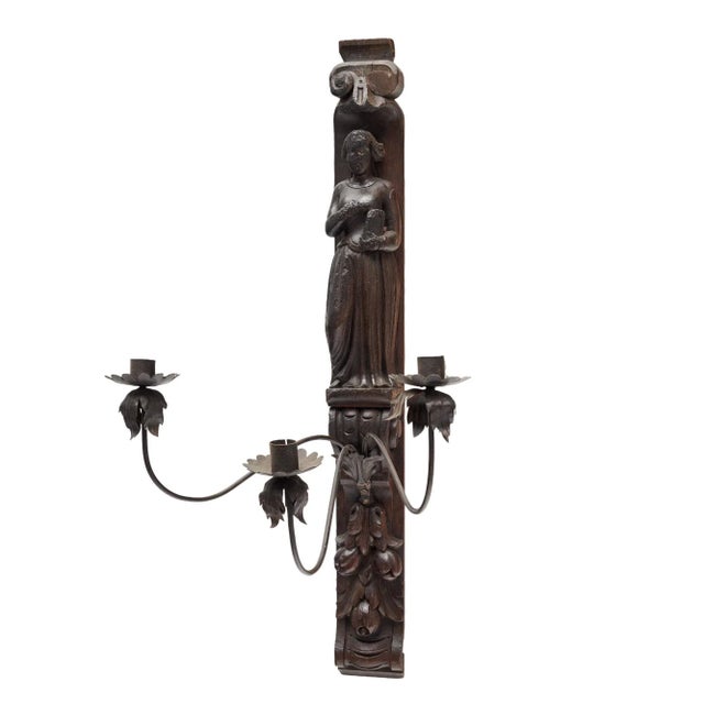 Wood French Antique Wooden Candle Sconce For Sale - Image 7 of 9