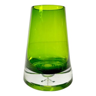 1970s Vintage Polish Boho Chic Hollywood Regency Hand Blown Glass Vase. For Sale
