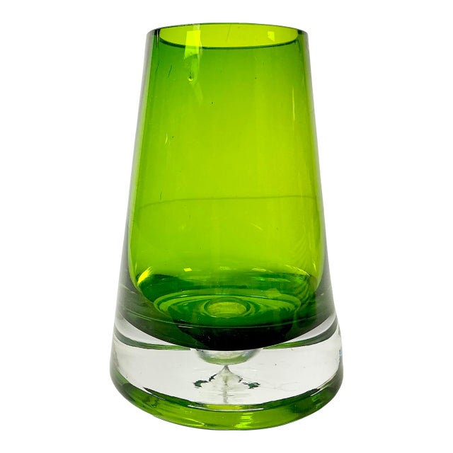 1970s Vintage Polish Boho Chic Hollywood Regency Hand Blown Glass Vase. For Sale