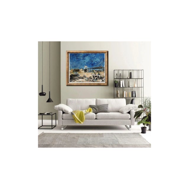 Blue Albert Castañé, Untitled Landscape, 2006, Canvas Painting, Framed For Sale - Image 8 of 9