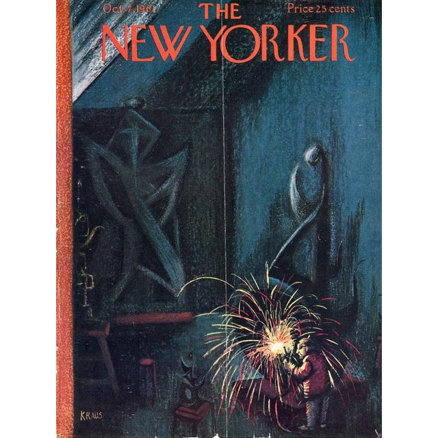 Original vintage New Yorker magazine cover dated October 7, 1961 featuring an Artist and Sculpture theme. Cover...
