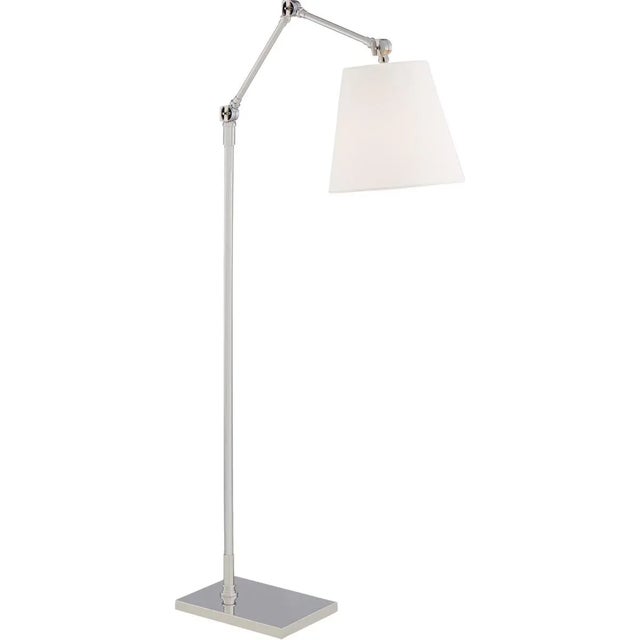 Modern Suzanne Kasler for Visual Comfort Signature Graves Articulating Floor Lamp in Polished Nickel with Linen Shade For Sale - Image 3 of 4