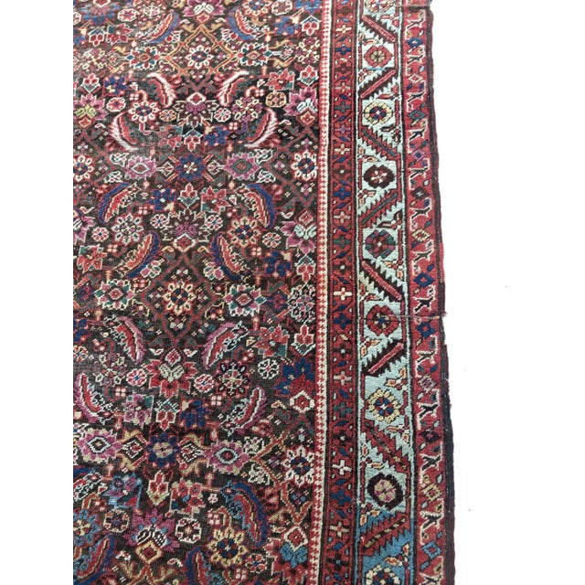 Textile Antique Eggplant, Magenta & Sky Blue Water Garden Design Rug, 5.9 x 13.10 For Sale - Image 7 of 11