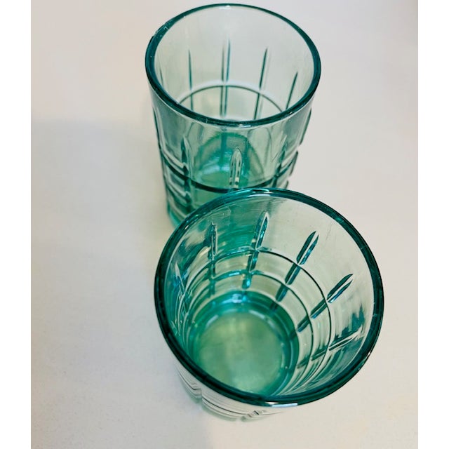 True Mad Men style! Pair of beautiful colorful petite vintage leaded cut crystal glasses. These glasses are quite heavy...