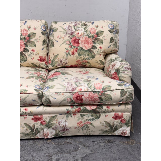 Shabby Chic Floral Printed + Plush Sofa For Sale - Image 12 of 12
