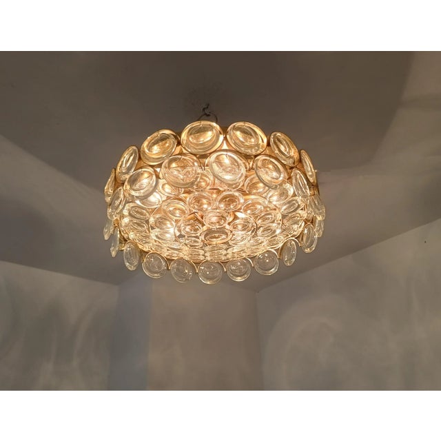 1970s Gilded Brass and Crystal Glass Ceiling Light from Palwa, Germany, 1970s For Sale - Image 5 of 13