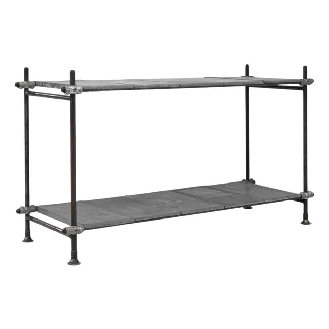 20th Century French Metal Console Table With Zinc Tops For Sale