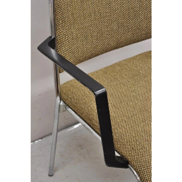 Vintage Sculpted Chrome Frame Post Mid Century Modern Office Arm Chair For Sale - Image 11 of 12