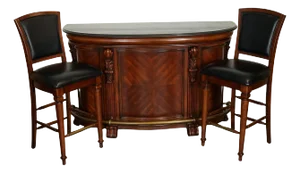 American Bar with Granite Top & Barstools in the style of Howard & Miller