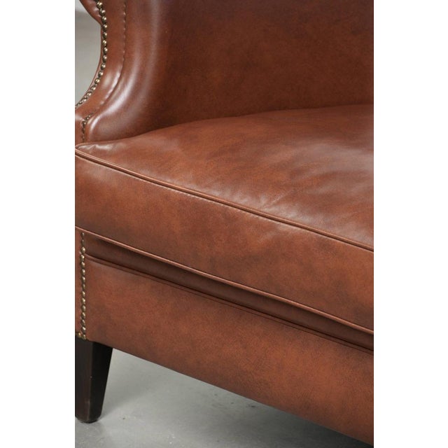 English Style Cognac-Colored Cowhide Leather Club Armchair For Sale - Image 9 of 13
