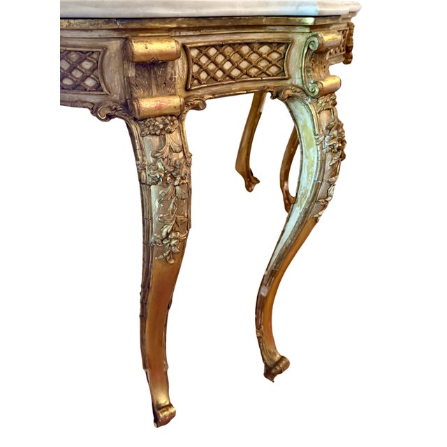 19th Century Louis XV Marble Top Console Table For Sale - Image 4 of 18