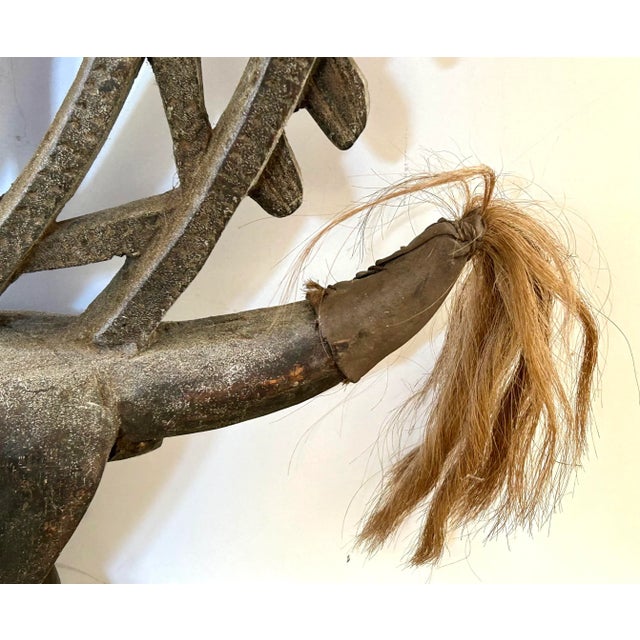 Mid 20th Century African Tribal Male Chi Wara Wood Bambara Headdress on Stand For Sale - Image 5 of 6