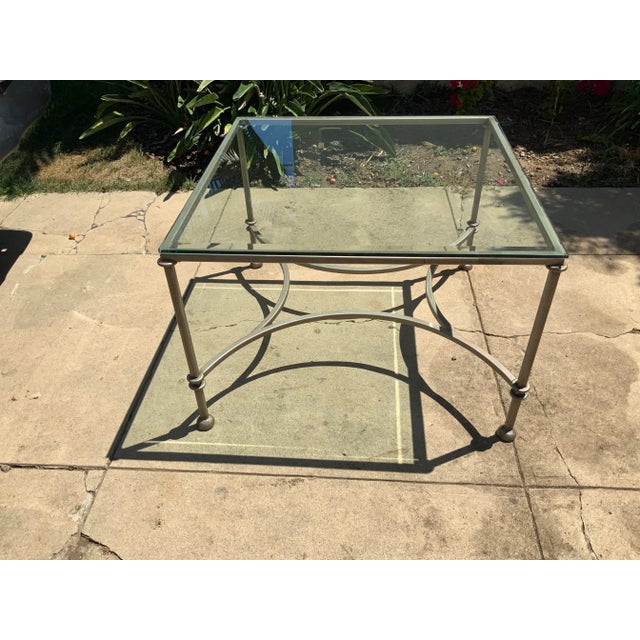 2010s Hollywood Regency Silver Glass Top Side Table For Sale - Image 5 of 6