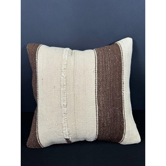 Turkish Hemp Pillow Cushion Natural Beige Brown Pillow Cushion Cover 20"x20" For Sale - Image 4 of 4