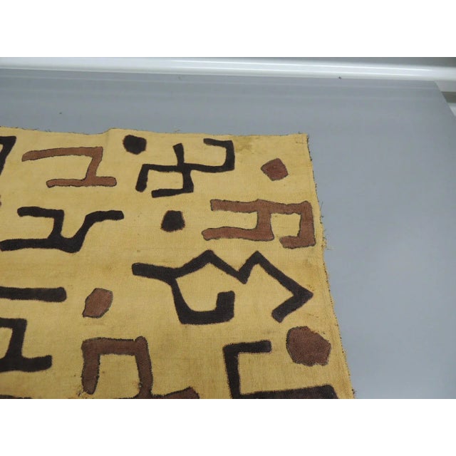 Vintage Tan and Black Raffia Woven Kuba African Textile #5 Size: 17.5”H x 24”W