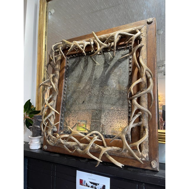 Mid 19th Century 1800s Black Forest German Mirror With Roe Deer Antlers For Sale - Image 5 of 13