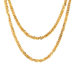 Antique Portuguese Fancy Link Chain Necklace 19k Yellow Gold 38" Extra Long For Sale
