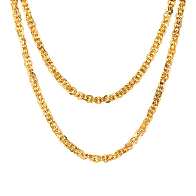 Antique Portuguese Fancy Link Chain Necklace 19k Yellow Gold 38" Extra Long For Sale