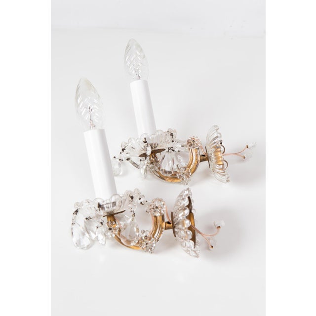 Vintage French Wall Sconces in Crystal and Brass, 1950s, Set of 2 For Sale - Image 9 of 9