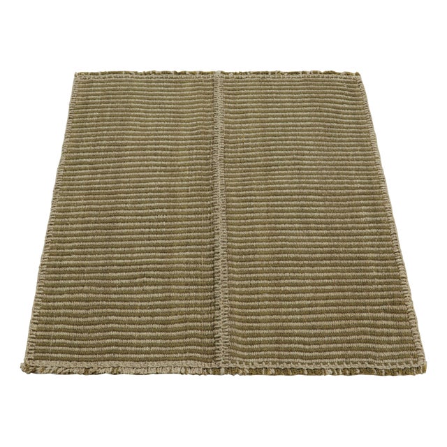 2010s Rug & Kilim’s Contemporary Kilim With Textural Beige and Chartreuse Stripes For Sale - Image 5 of 7
