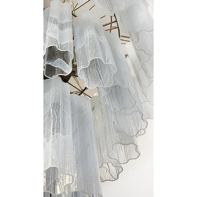 Large Vintage Murano Glass Tiered Chandelier with 78 Alabaster White Glasses, 1990s For Sale - Image 14 of 17
