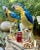 Pair of Large 1980s Italian Hand Painted Porcelain Macaw Parrot Bird Sculptures For Sale - Image 9 of 12