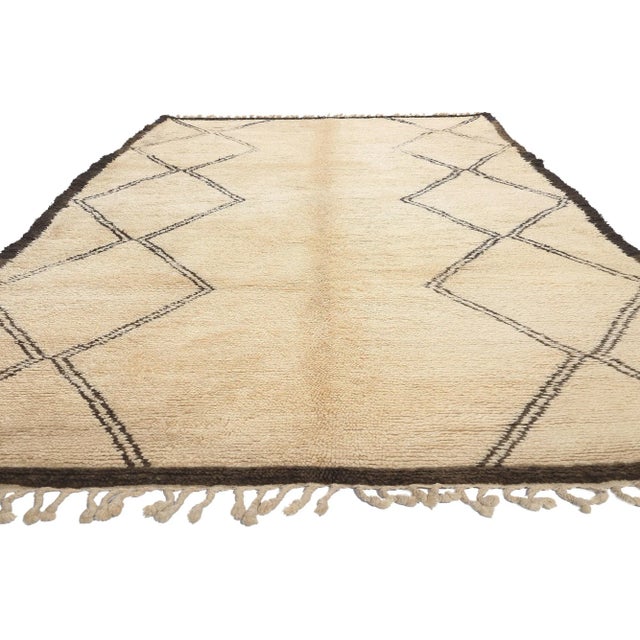 Mid-Century Modern Beni Ourain Moroccan Rug - 06'04 x11'01 For Sale - Image 3 of 9