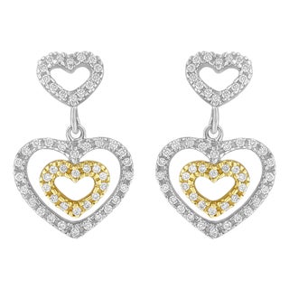 14K Two Toned 1/2 cttw Round Cut Diamond Earrings (H-I, SI1-SI2) For Sale