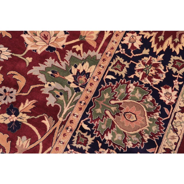 Shabby Chic Kafkaz Pak-Persian Red/Blue Wool Rug - 9'0'' X 11'8'' For Sale In New York - Image 6 of 9