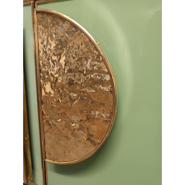 Wood Sideboard with Green Murano Glass and Brass Fittings and Handles from Justfurnituress SRL For Sale - Image 7 of 16
