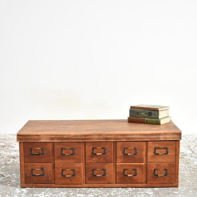 Antique Filing Cabinet Index Drawers An antique 10 drawer filing cabinet originally used for holding index cards. The...
