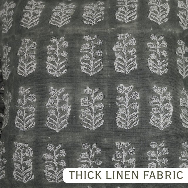 Premium Thick Linen Frill Pillow Cover Ruffled Decorative Accent Cushion 20x20 Inch- Indradhanush For Sale - Image 4 of 6